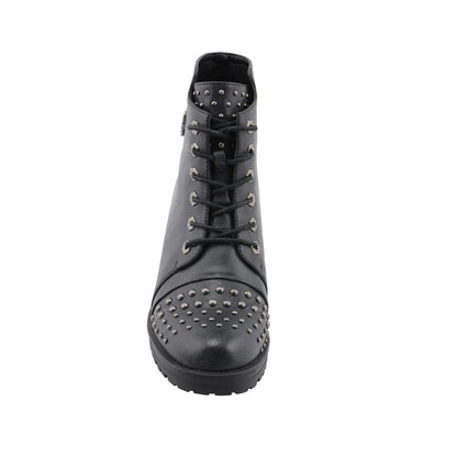 Womens Distress Black Rocker Boot with Studded Instep
