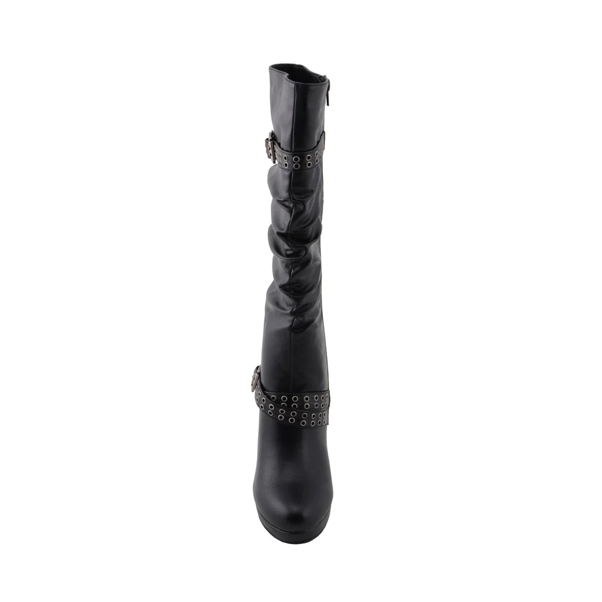 Womens Tall Black Platform Boots with Slouch Shaft