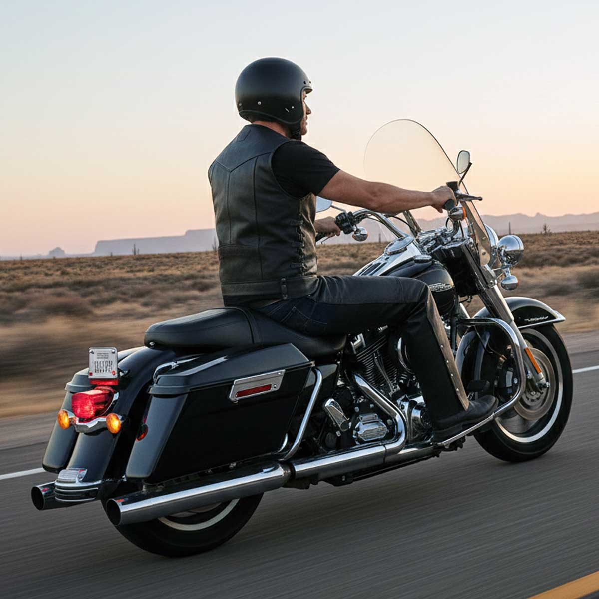 Men's Black Leather Classic Chaps with Jean Pockets