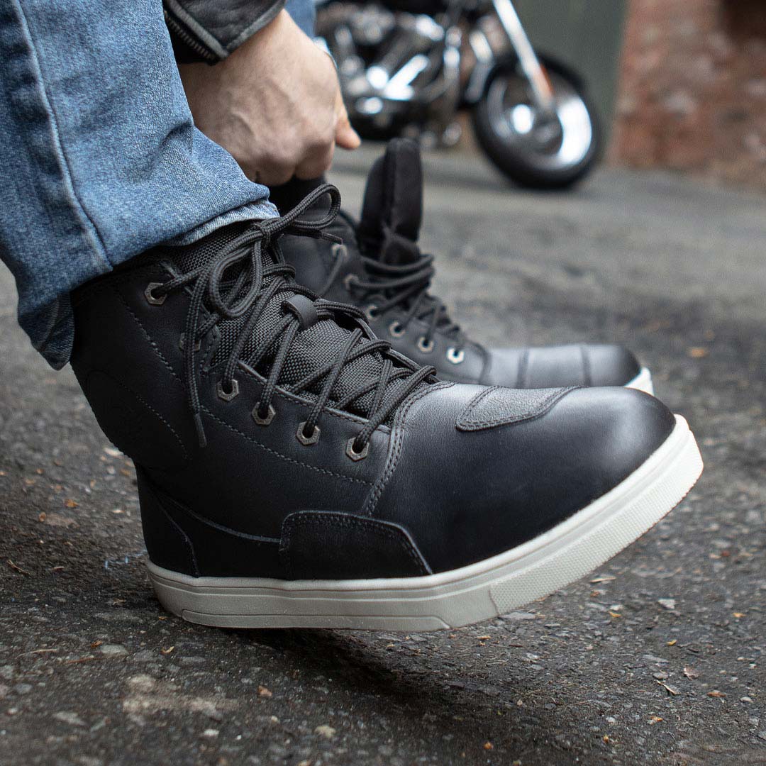 MBM9002 Men's Reinforced Leather Biker Riding Shoes Shift Protection