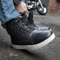 MBM9002 Men's Reinforced Leather Biker Riding Shoes Shift Protection
