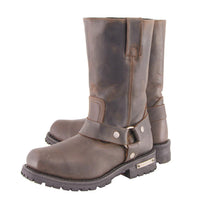 Classic 11-Inch Harness Motorcycle Boots Square Toe Dark Brown