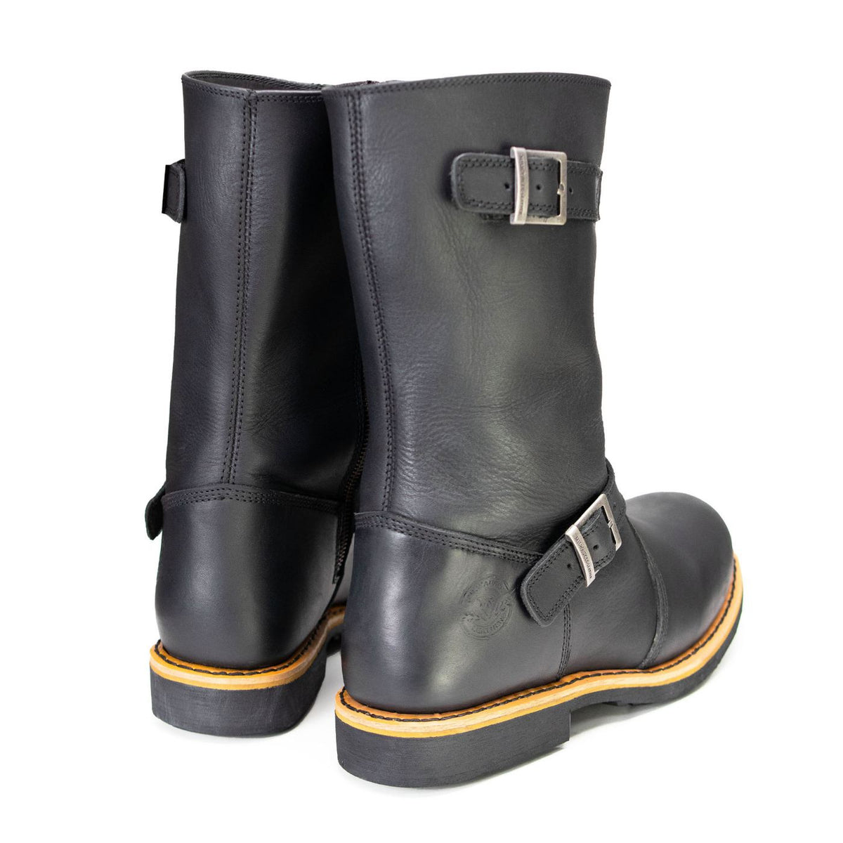 Antique Black Classic Engineer Motorcycle Riding Boots Men's