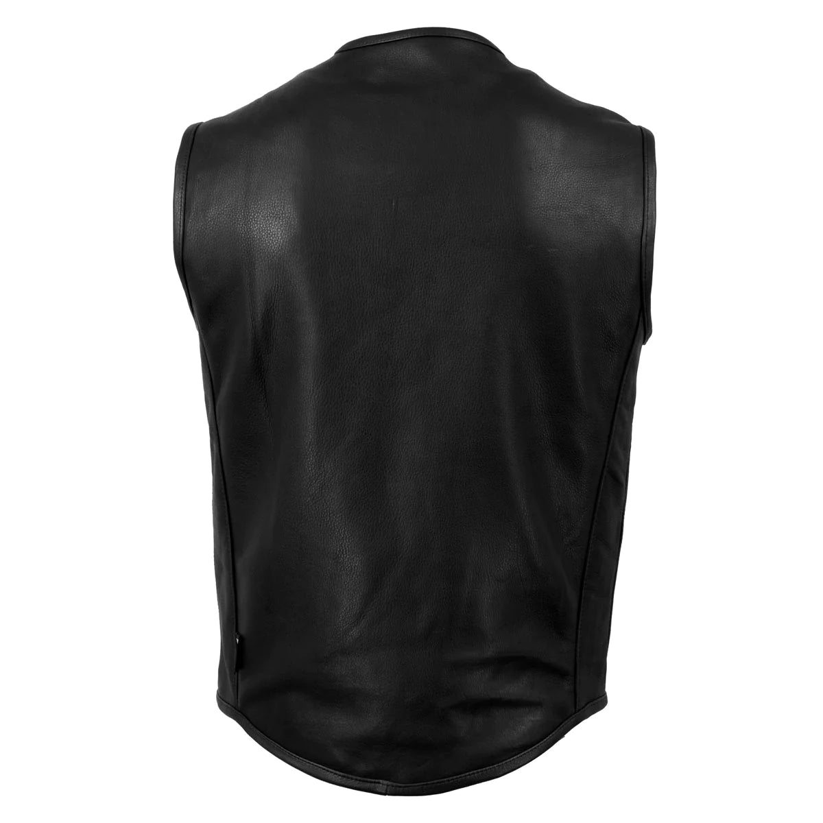 Men's Black 'Steerhide' Premium Leather Motorcycle Club Style Vest