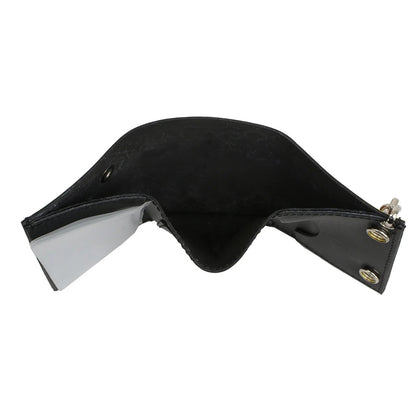 Men's 4” Leather “Flamed” Tri-Fold Biker Wallet w/ Anti-Theft Stainless Steel Chain