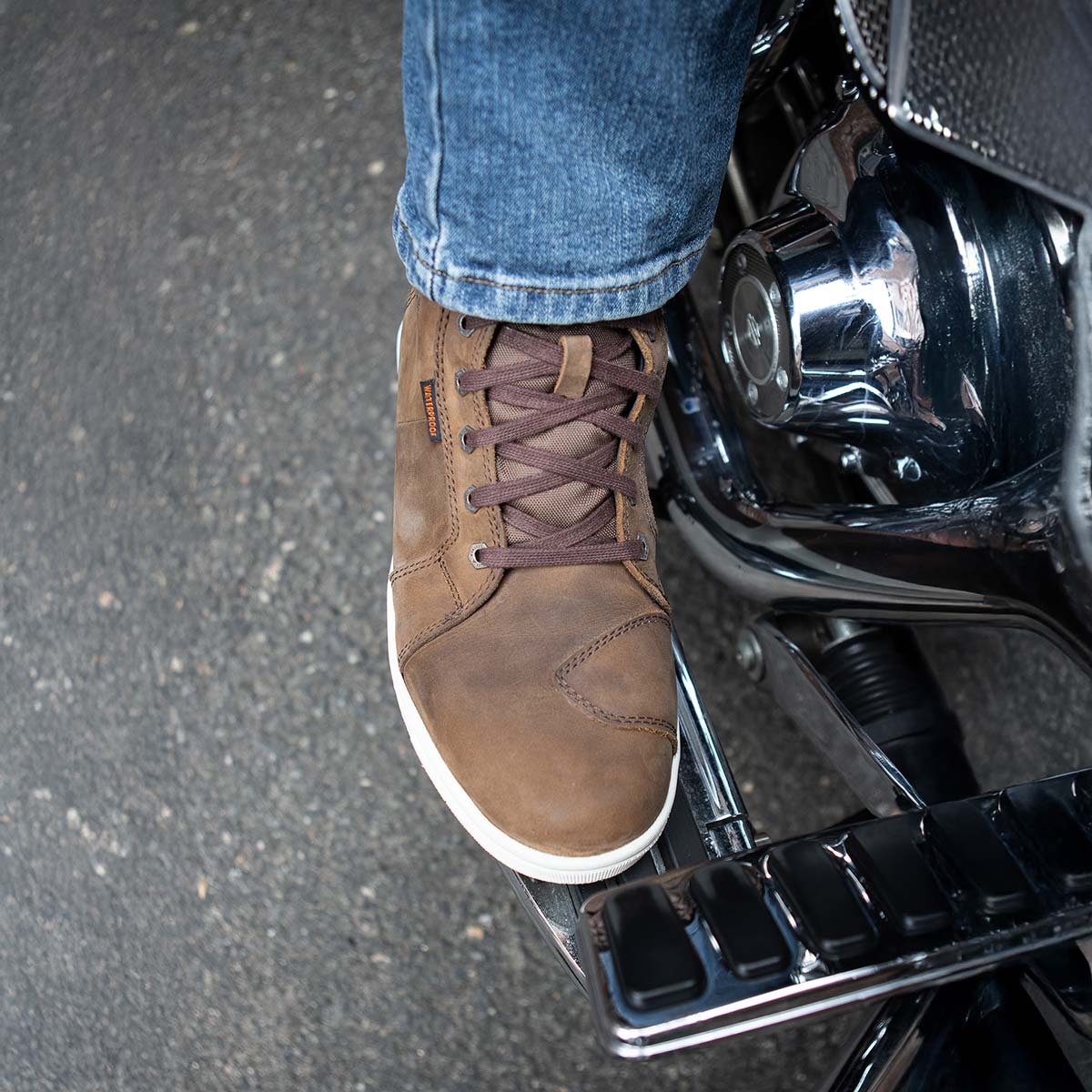 Waterproof Leather Motorcycle Riding Shoes Ankle Support Brown