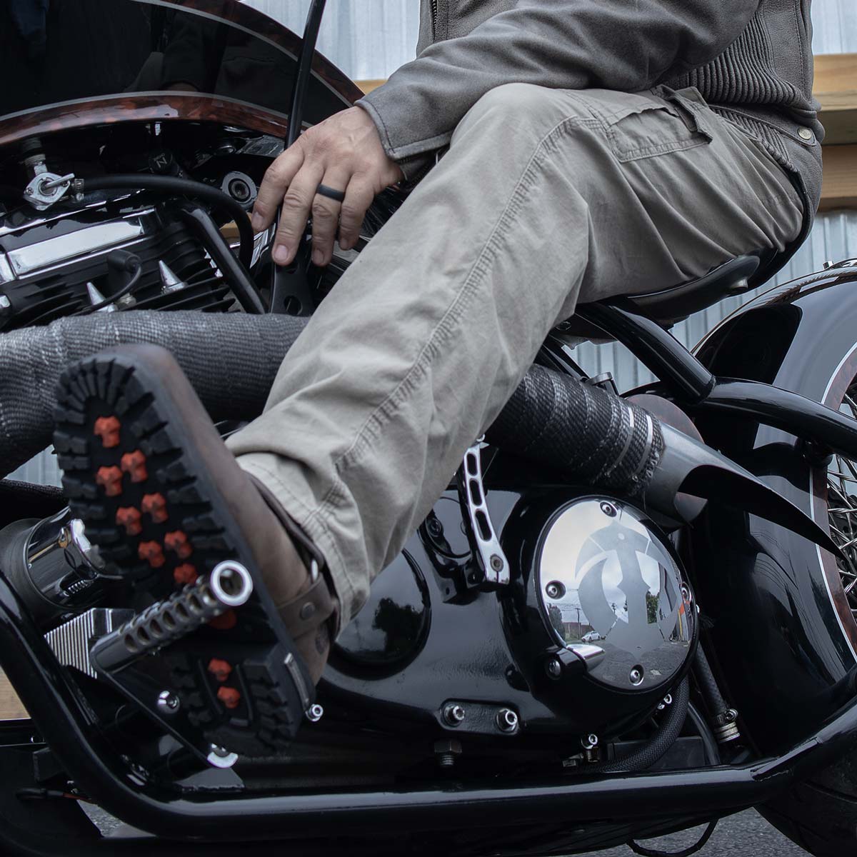 Classic 11-Inch Harness Motorcycle Boots Square Toe Dark Brown