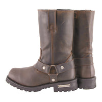 Classic 11-Inch Harness Motorcycle Boots Square Toe Dark Brown