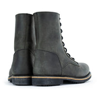 Antique Black Lace-Up High-Rise Men's Boots Distressed Leather
