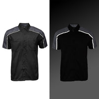 Men's Black and Grey Button Up Mechanic Shirt w/ Reflective Stripe