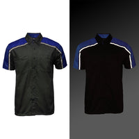 Men's Black and Blue Button Up Mechanic Shirt w/ Reflective Stripe