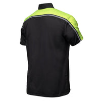 Men's Black and Neon-Green Button Up Mechanic Shirt w/ Reflective Stripe