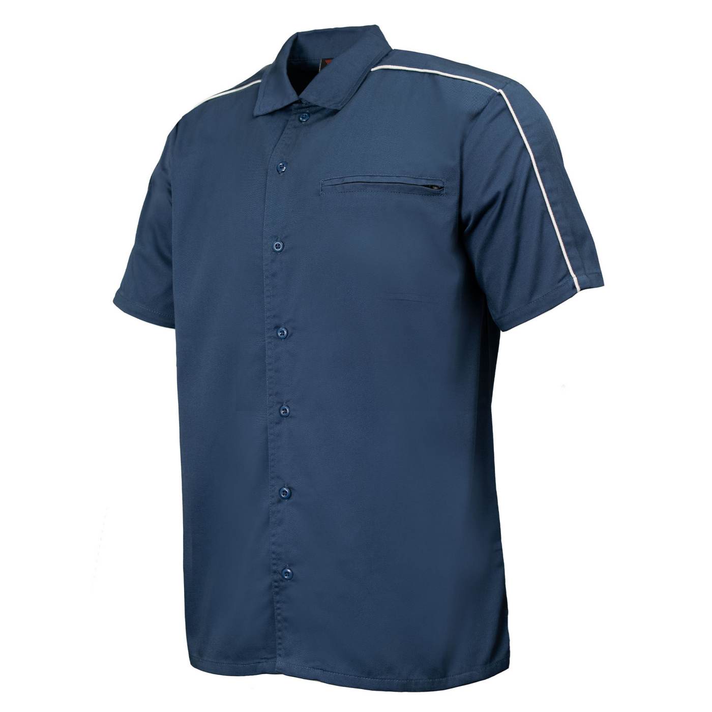 Men's Blue Pinstripe Short Sleeve Mechanic Work Shirt