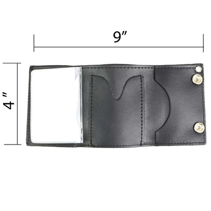 Men's 4” Leather “Triple Skull” Tri-Fold Wallet w/ Anti-Theft Stainless Steel Chain