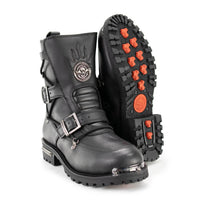 MBM9076 Tactical Logger Leather Boots with Buckle Enhancement Black