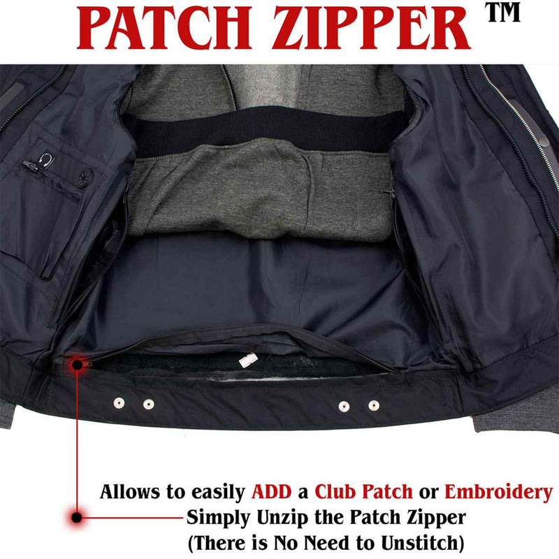 Men's 2 in 1 Classic Black Premium Leather Motorcycle Hoodie Jacket w/ Convertible Vest
