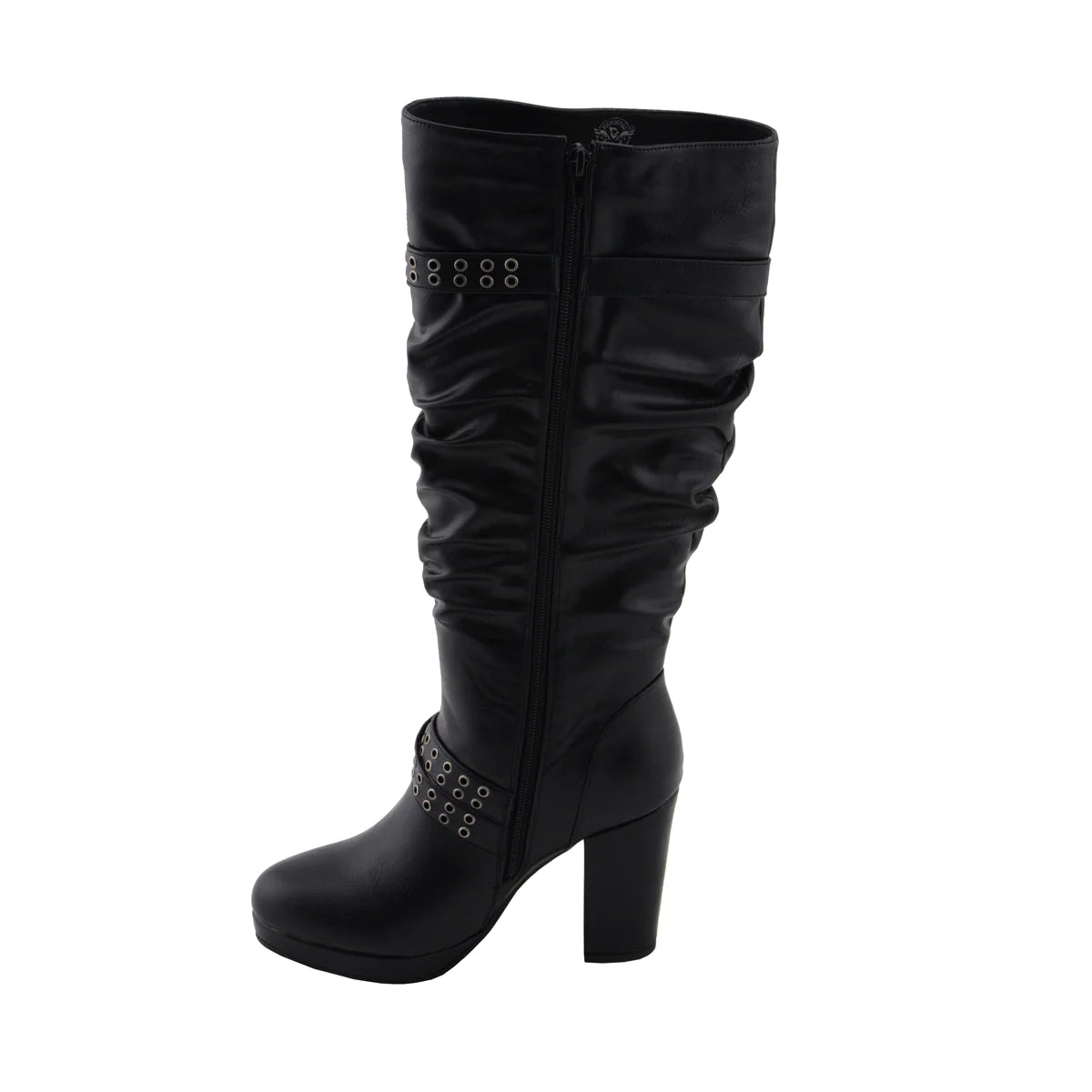 Womens Tall Black Platform Boots with Slouch Shaft