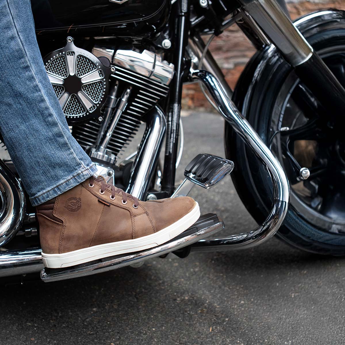Waterproof Leather Motorcycle Riding Shoes Ankle Support Brown