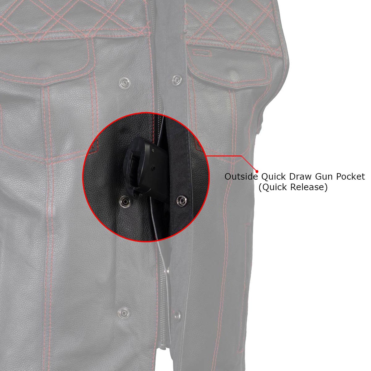 Men's Classic Black Premium Leather Motorcycle Vest with USA Flag Liner