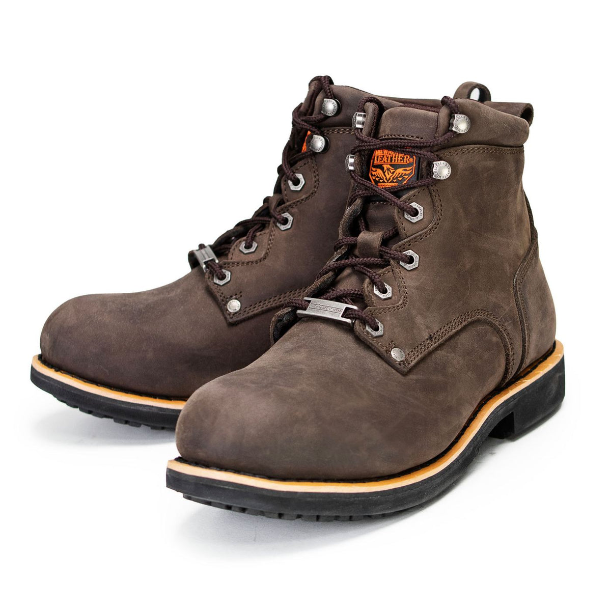 6-Inch Logger Motorcycle Boots, Dark Brown Leather, Lace-Up, Men's