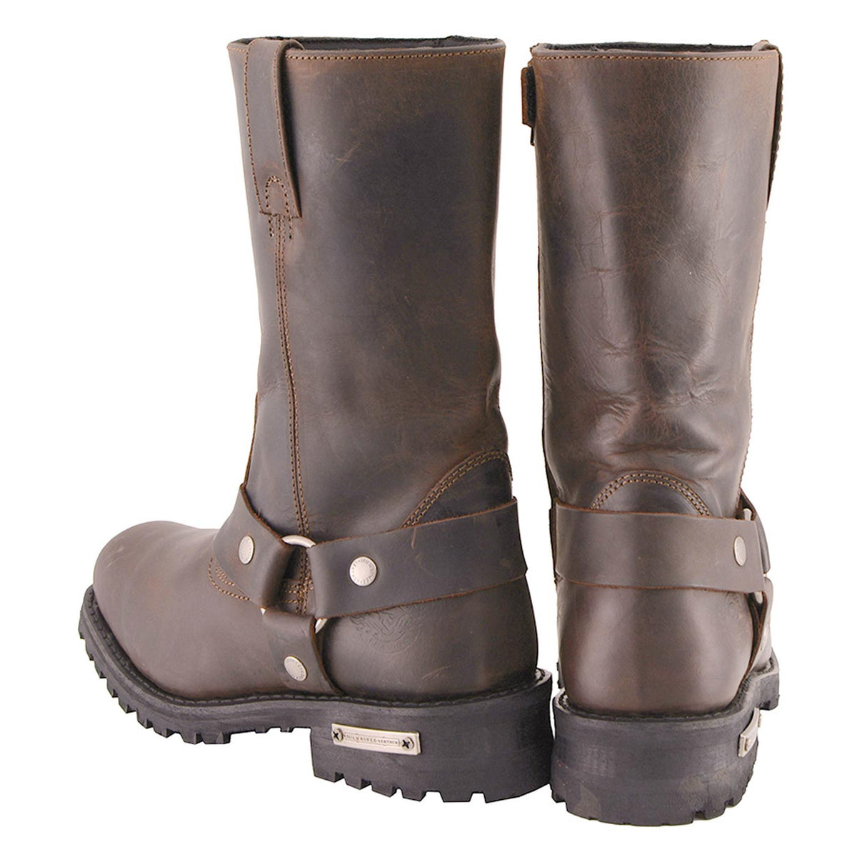 Classic 11-Inch Harness Motorcycle Boots Square Toe Dark Brown