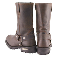 Classic 11-Inch Harness Motorcycle Boots Square Toe Dark Brown