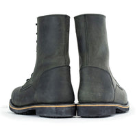 Antique Black Lace-Up High-Rise Men's Boots Distressed Leather