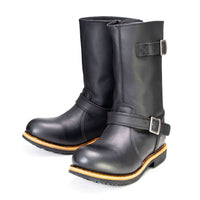 Antique Black Classic Engineer Motorcycle Riding Boots Men's