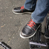 Distressed Leather High-Top Riding Shoes Brown Red Laces