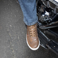 MBM9154 Men's High-Top Riding Shoes Waterproof Leather Cognac
