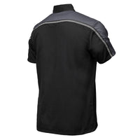 Men's Black and Grey Button Up Mechanic Shirt w/ Reflective Stripe