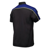 Men's Black and Blue Button Up Mechanic Shirt w/ Reflective Stripe