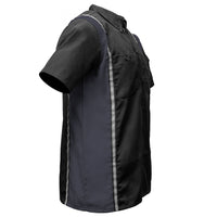 Men's Classic Black and Grey Button Up Mechanic Shirt w/ Reflective Stripe