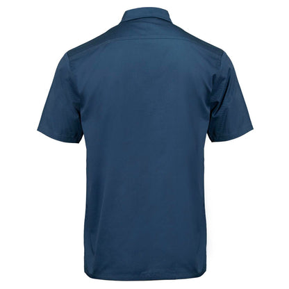 Men's Blue Pinstripe Short Sleeve Mechanic Work Shirt