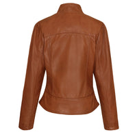 Ladies Premium Soft Lightweight Brown Fitted Leather Jacket