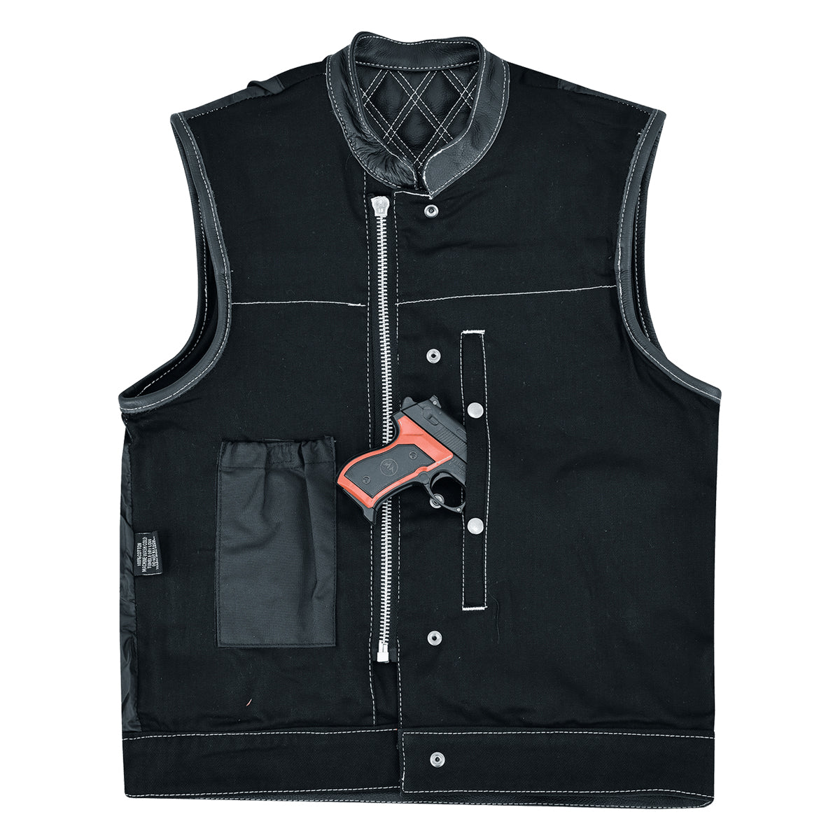 Mens Vest Motorcycle Vest With Concealed Carry Pockets Mens