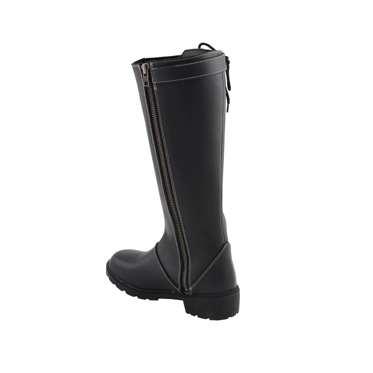 Womens 17 Inch Black Lace Side Boot with Contrast White Stitching