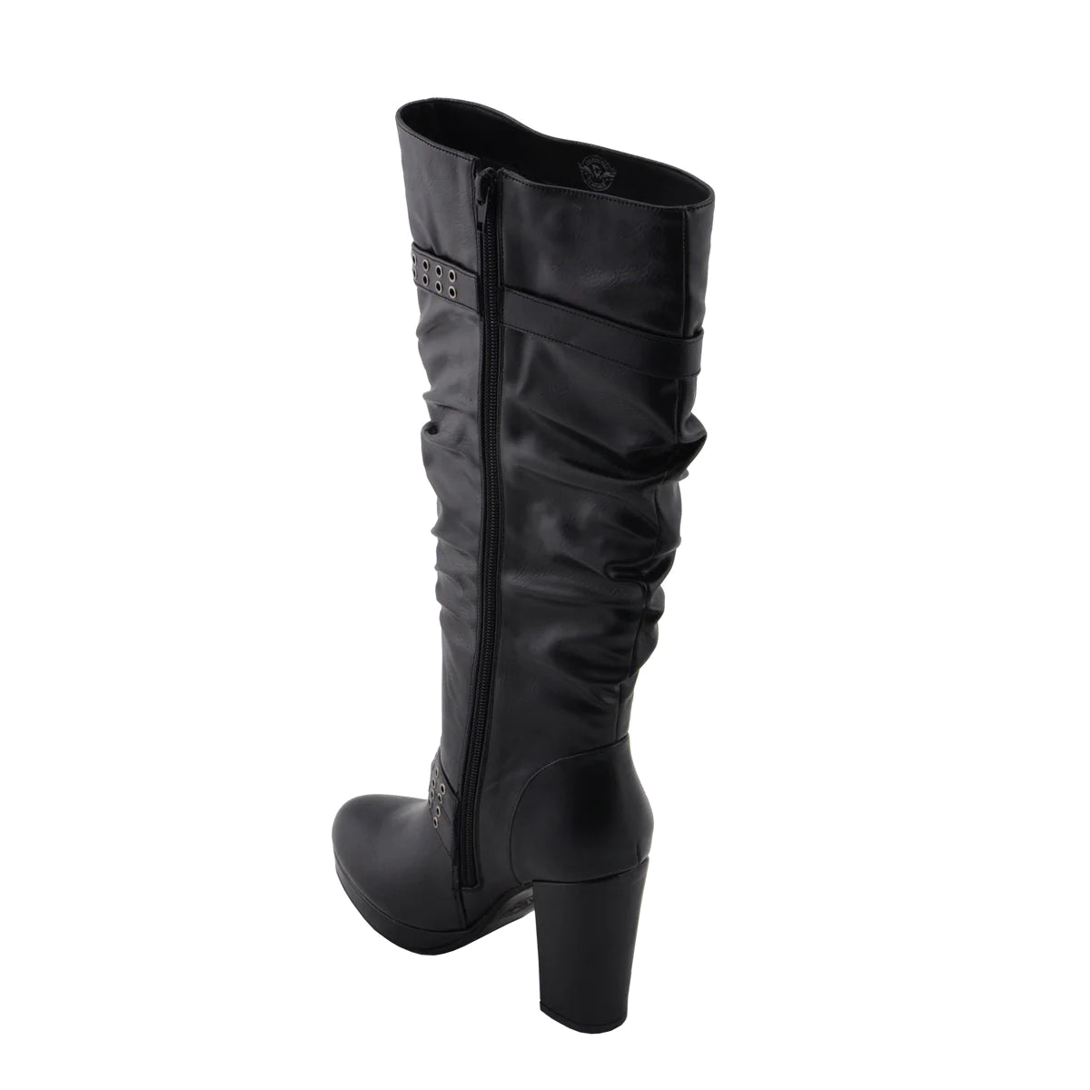 Womens Tall Black Platform Boots with Slouch Shaft