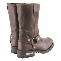 Classic 11-Inch Harness Motorcycle Boots Square Toe Dark Brown