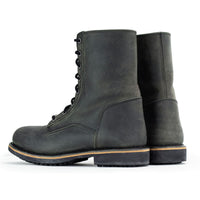 Antique Black Lace-Up High-Rise Men's Boots Distressed Leather