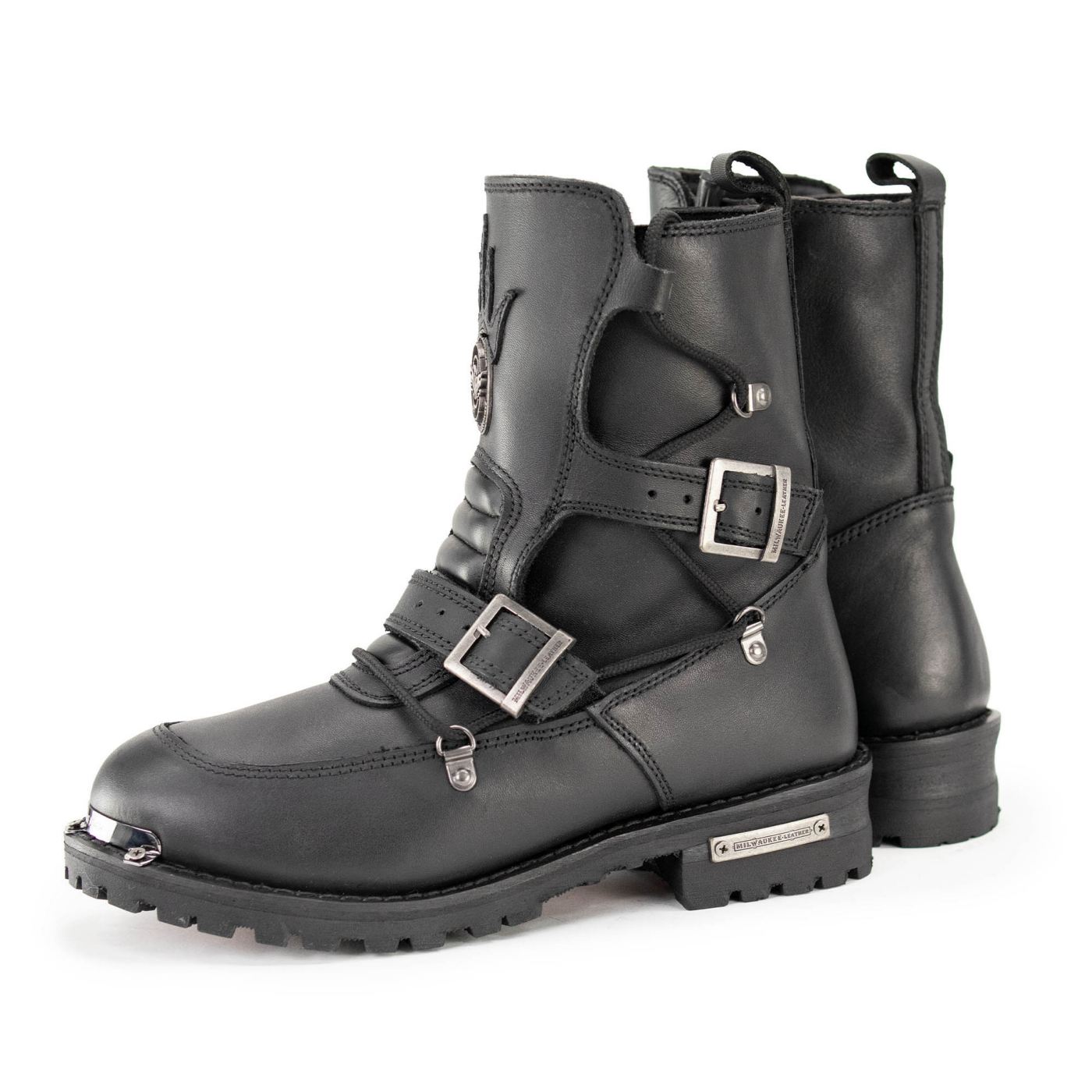 MBM9076 Tactical Logger Leather Boots with Buckle Enhancement Black