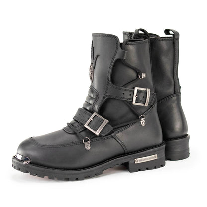 MBM9076 Tactical Logger Leather Boots with Buckle Enhancement Black