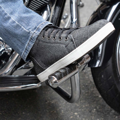 Men's Canvas Reinforced Motorcycle Casual Street Riding Shoes Black