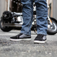 Black Suede and Canvas Casual Street Riding Shoes with Ankle Support
