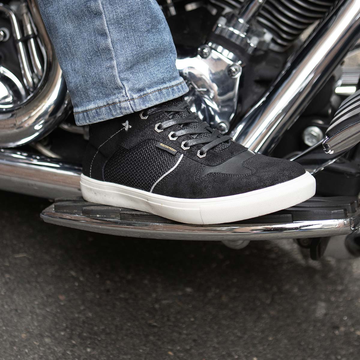 MBM9151 Waterproof Street Riding Shoes Suede Leather Reinforced Black