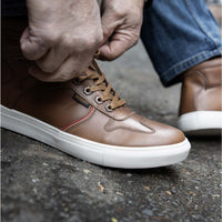 MBM9154 Men's High-Top Riding Shoes Waterproof Leather Cognac
