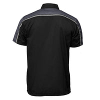 Men's Black and Grey Button Up Mechanic Shirt w/ Reflective Stripe