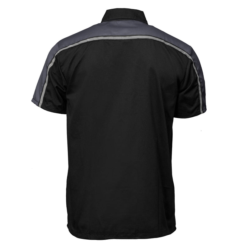 Men's Black and Grey Button Up Mechanic Shirt w/ Reflective Stripe