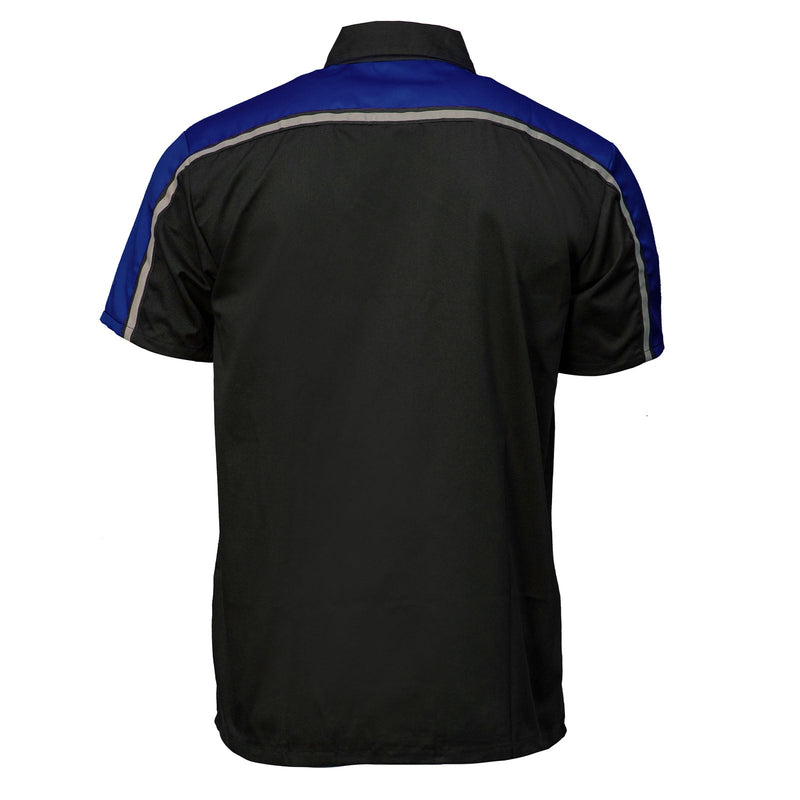 Men's Black and Blue Button Up Mechanic Shirt w/ Reflective Stripe