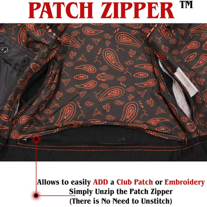 Men's 'Wrecker' Black Denim and Leather Club Style Vest w/ Diamond Quilt Design